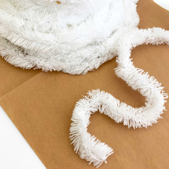 Wired Yarn Trim in White ~ Soft and Fluffy ~ 1 yd.